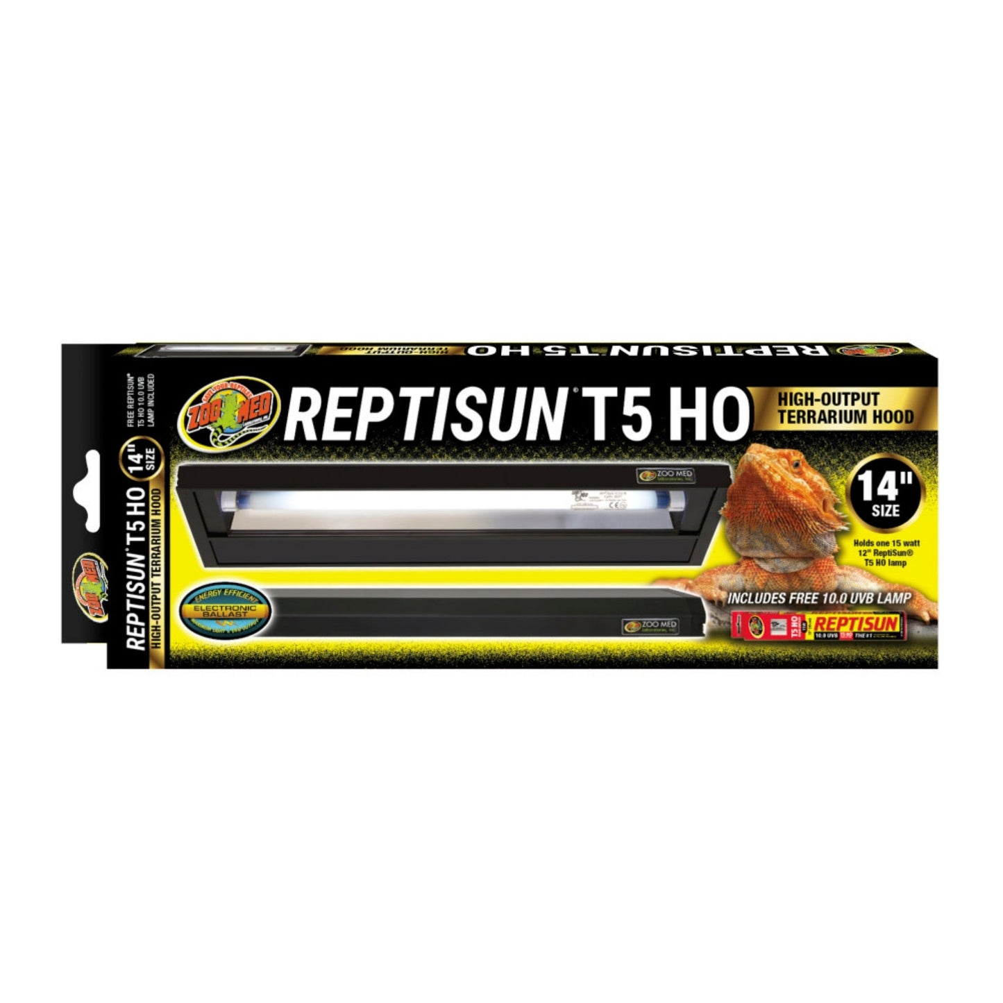 Zoo Med ReptiSun T5 HO Terrarium Hood with 10.0 UVB Bulb, 14 in