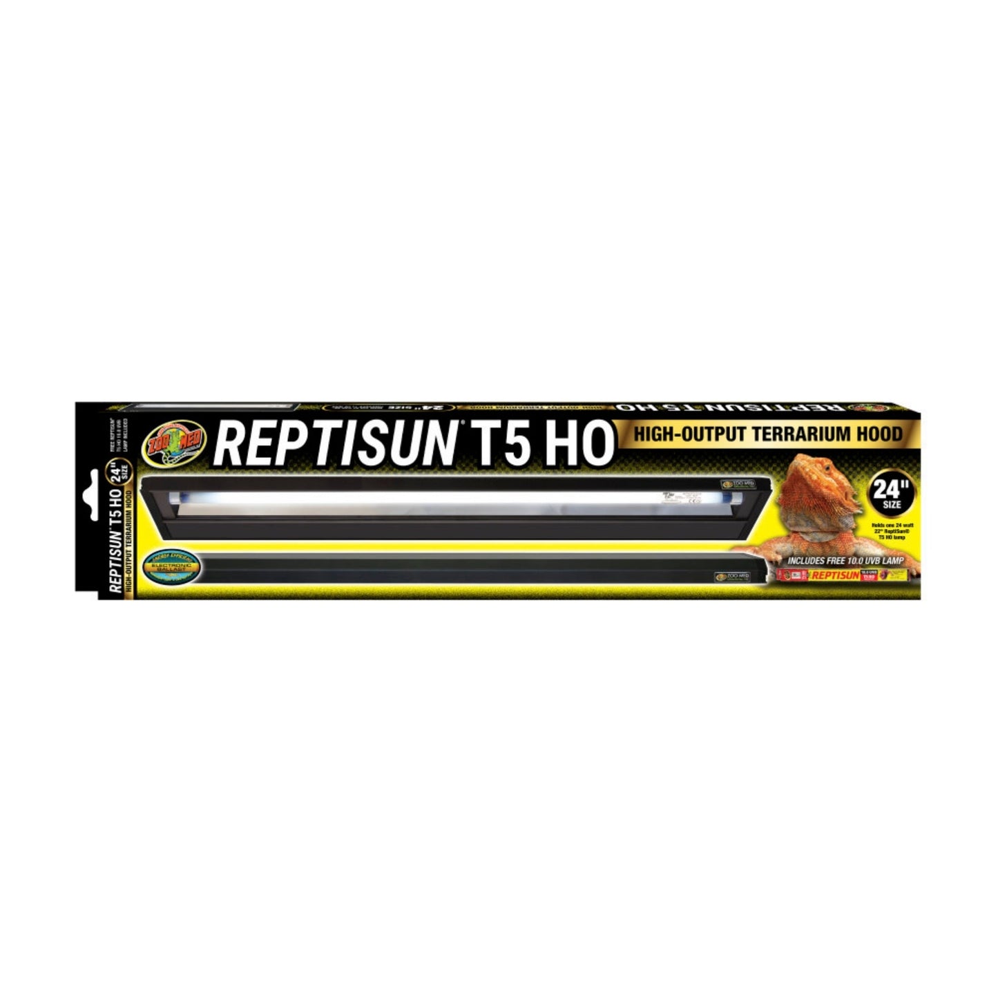 Zoo Med ReptiSun T5 HO Terrarium Hood with 10.0 UVB Bulb, 24 in
