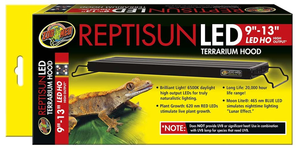 Zoo Med ReptiSun LED Terrarium Hood, Black, 9 in, 13 in
