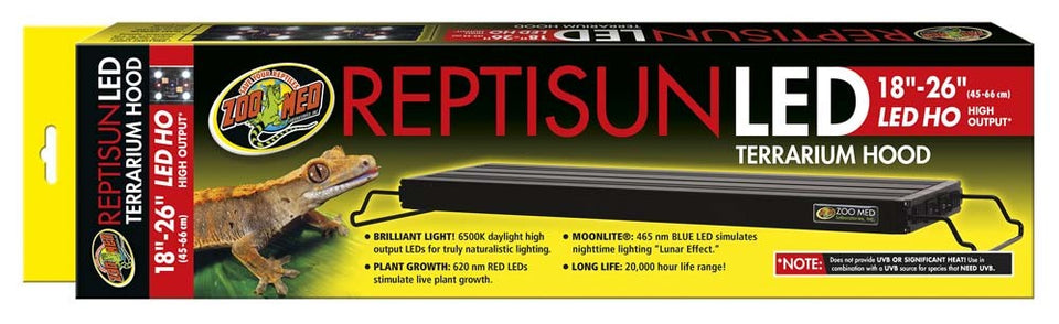 Zoo Med ReptiSun LED Terrarium Hood, Black, 18 in, 26 in