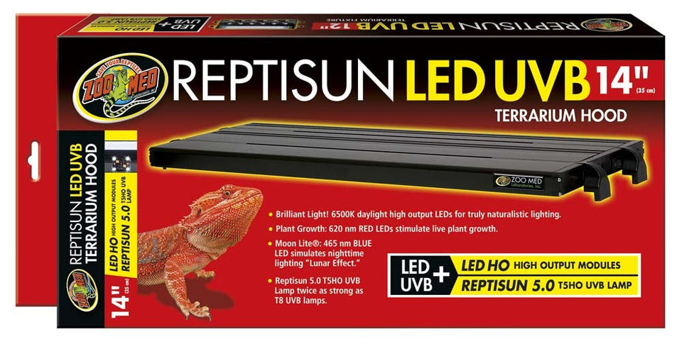 Zoo Med ReptiSun T5 LED UVB Terrarium Hood, 14 in