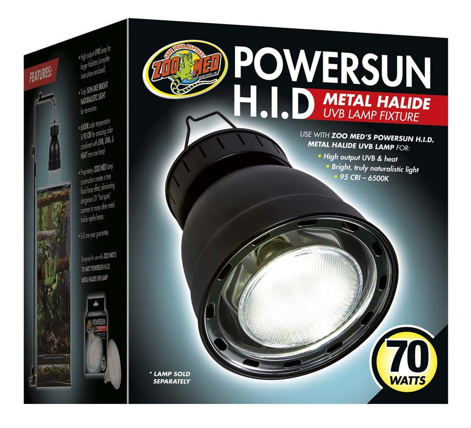 Zoo Med PowerSun H.I.D. Metal Halide UVB Lamp Fixture, Black, 7.5 in