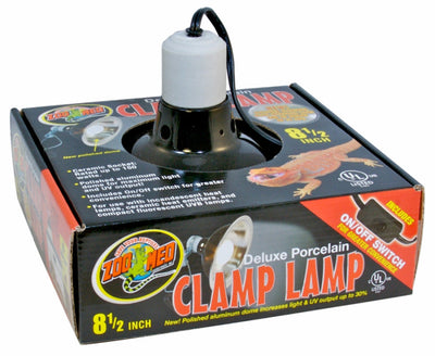 Zoo Med Deluxe Porcelain Clamp Lamp Fixture, Black, 8.5 in