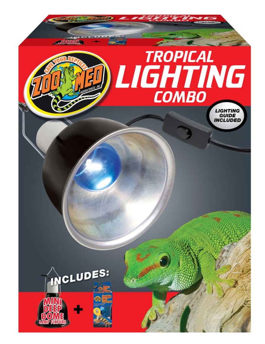 Zoo Med Tropical Lighting Combo Pack - Mini Deep Dome & 60W Daylight Blue Bulb for Reptile Terrariums