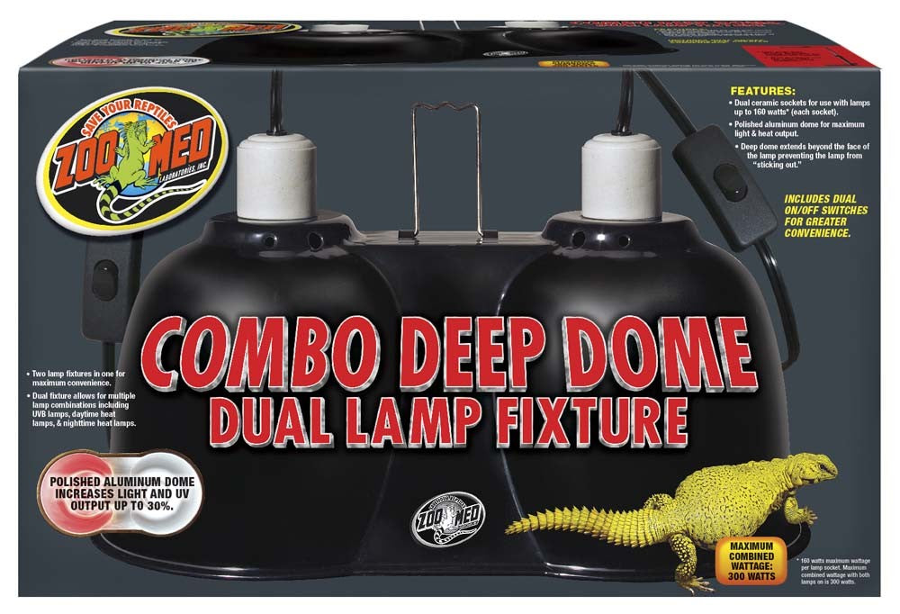 Zoo Med Combo Deep Dome Dual Lamp Fixture, Black