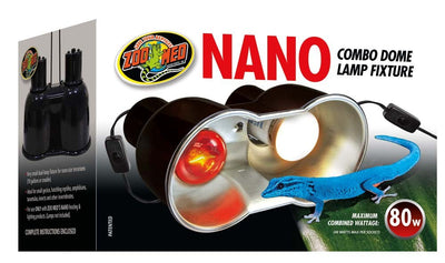 Zoo Med Nano Combo Dome Lamp Fixture Black 8 In X 4 In