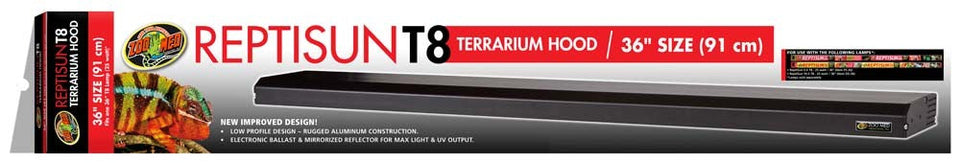 Zoo Med ReptiSun T8 Terrarium Hood Hood Only, Black, 36 in