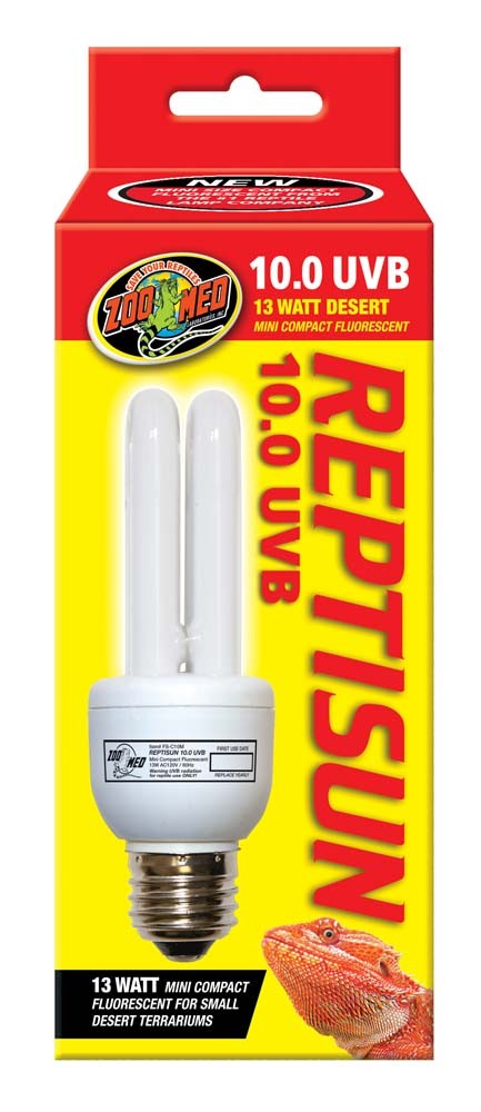 Zoo Med ReptiSun 10.0 UVB Desert Compact Fluorescent Lamp Mini, White, 13W