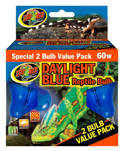Zoo Med Daylight Blue Reptile Bulb, Blue, 60W, 2-Count