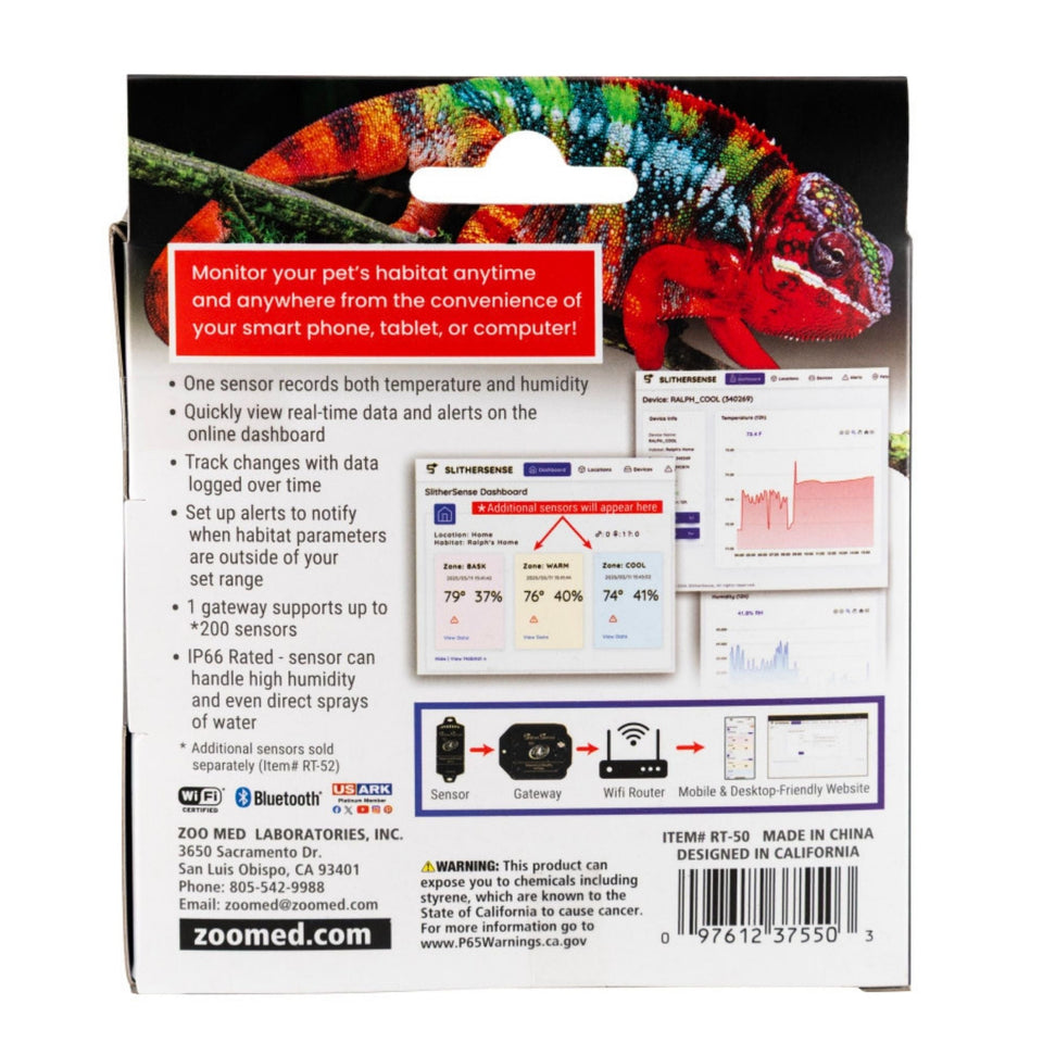 Zoo Med Slither Sense Remote Temperature & Humidity Monitoring System 1ea