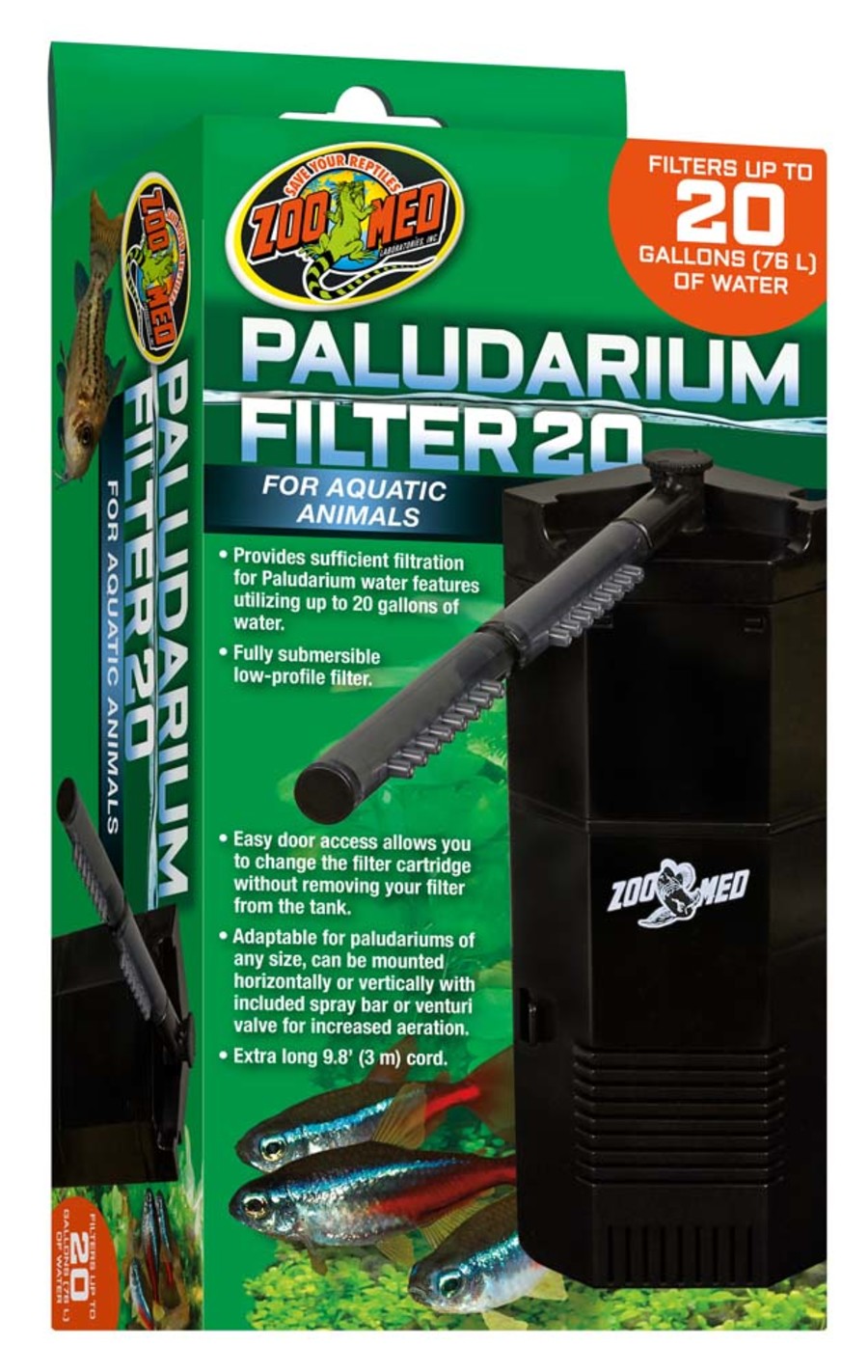 Zoo Med Paludarium 20 Internal Aquarium Filter Black