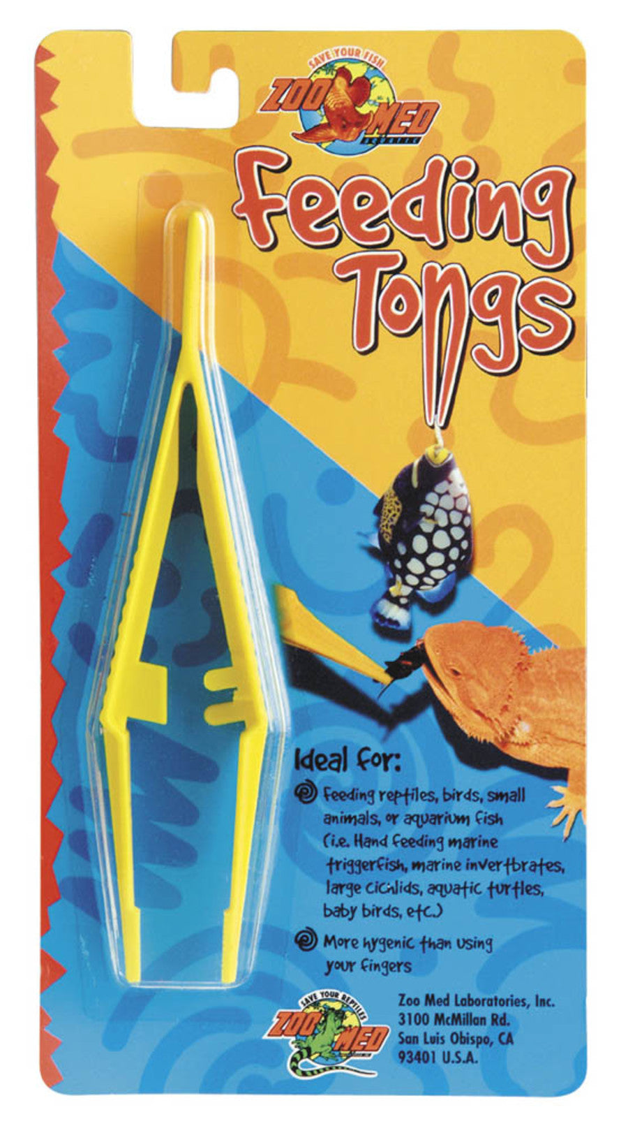 Zoo Med Deluxe High Quality Feeding Tongs, Yellow, 6 in