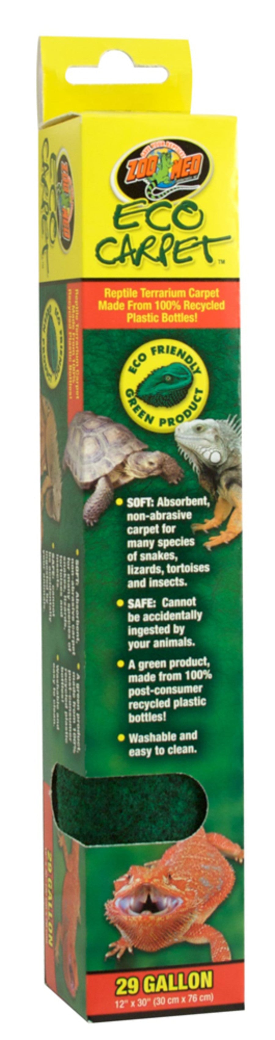 Zoo Med Eco Carpet Reptile Terrarium Carpet, Green, 29 gal, 12 in x 30 in
