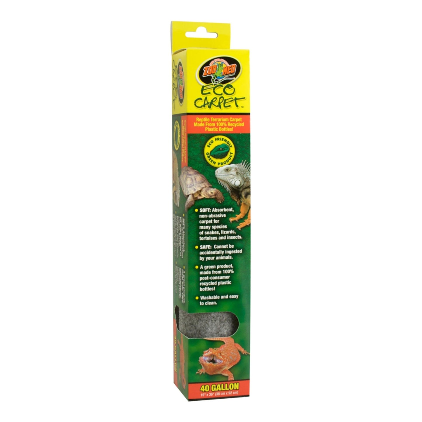 Zoo Med Eco Carpet Reptile Terrarium Liner Grey - 40 Gallon, 15in x 36in