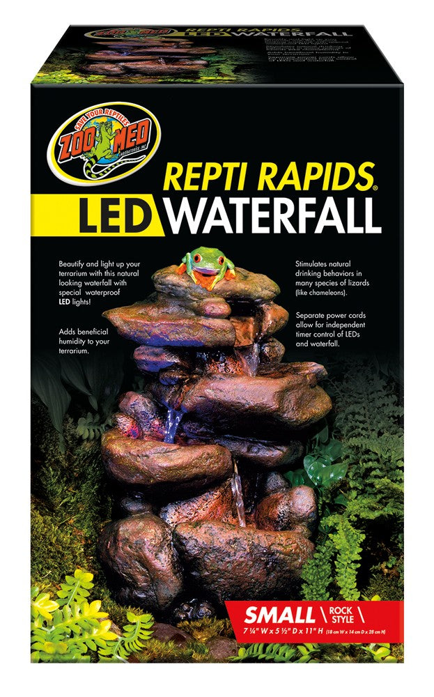 Zoo Med Repti Rapids LED Rock Waterfall, Brown Small