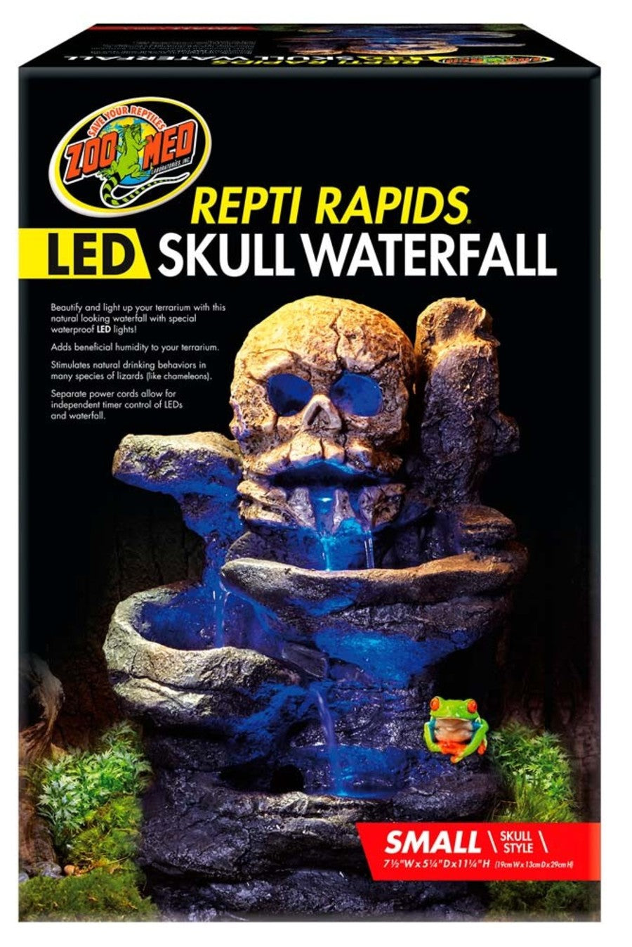 Zoo Med Repti Rapids LED Skull Waterfall Brown/Black Small
