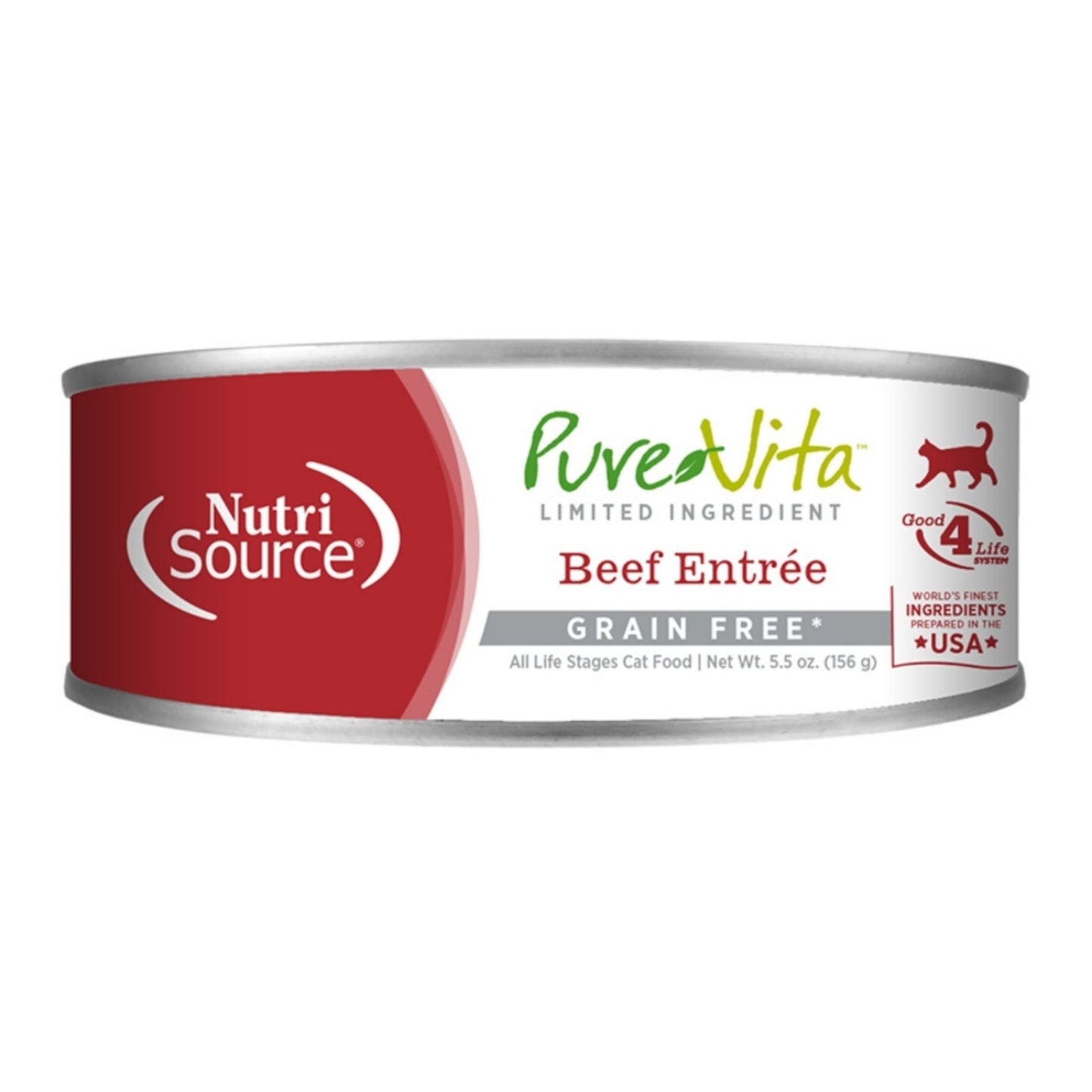 Pure Vita Cat Grain-Free 96% Beef & Beef Liver Entree, 5.5 oz 12 ct