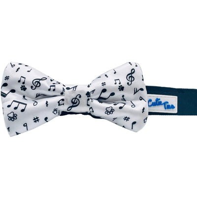 Cutie Ties Dog Bow Tie - Fun Print Dog Collar Accessory, Music notes/ONE SIZE