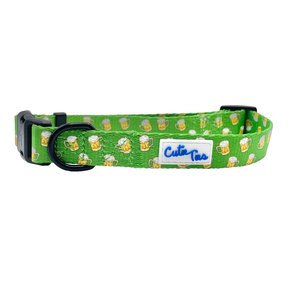 Cutie Ties Fun Design Dog Collar, Green beer/MEDIUM, view 8