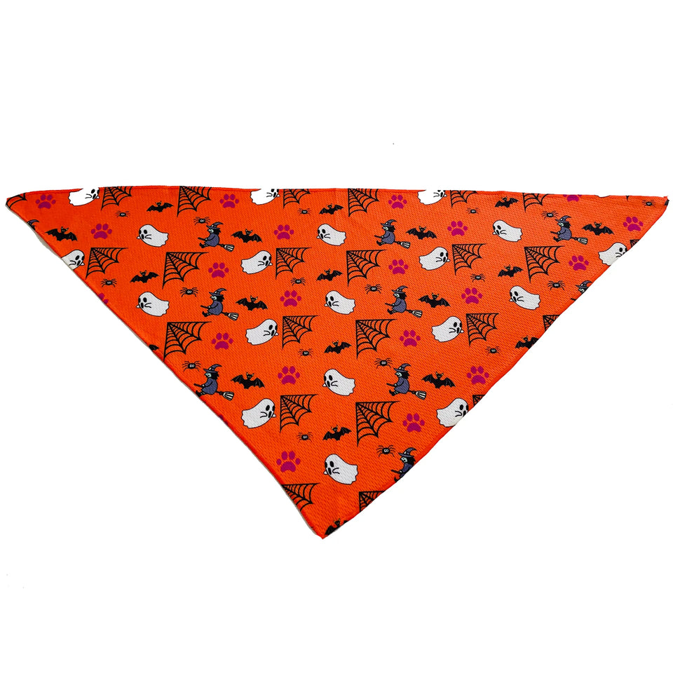 Cutie Ties Tie On Dog Bandana, Spooky halloween orange/LARGE, view 42