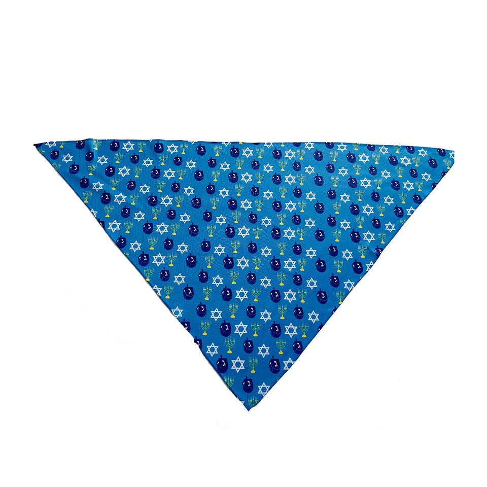 Cutie Ties Tie On Dog Bandana, Hanukkah blue dreidel/LARGE, view 24
