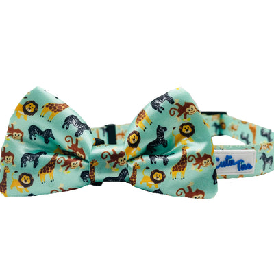 Cutie Ties Dog Bow Tie - Fun Patterned Designs, Zoo furiends/ONE SIZE