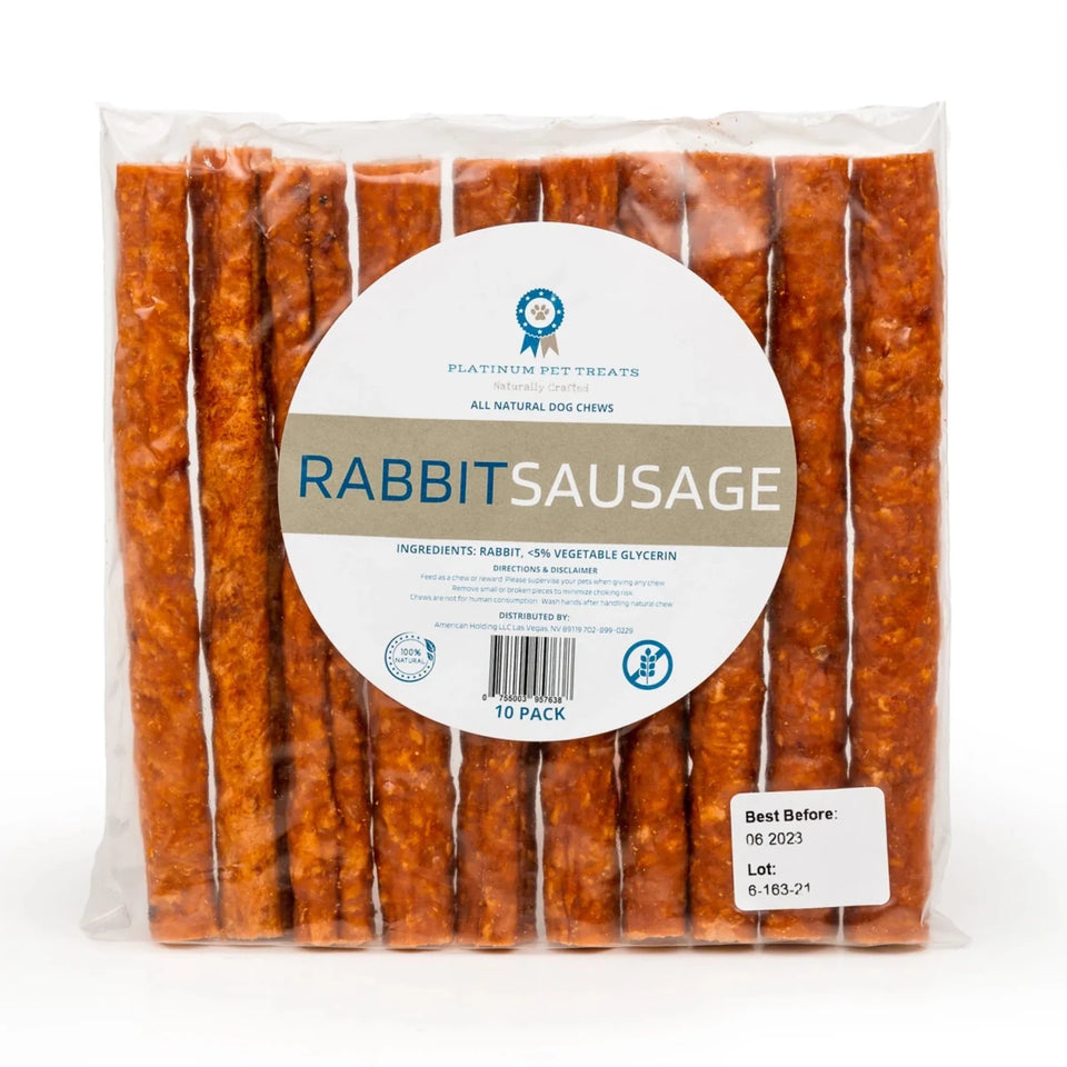 Platinum Pet Dog Treats - The Sausage: Rabbit (10 ct) - Pets Perfect