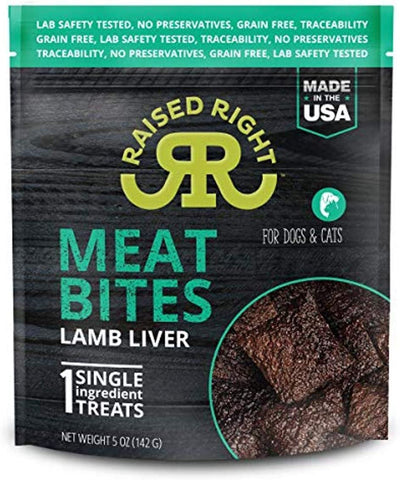 Raised Right Dog Cat Meaty Bites Lamb, 5 oz each, Case of 6
