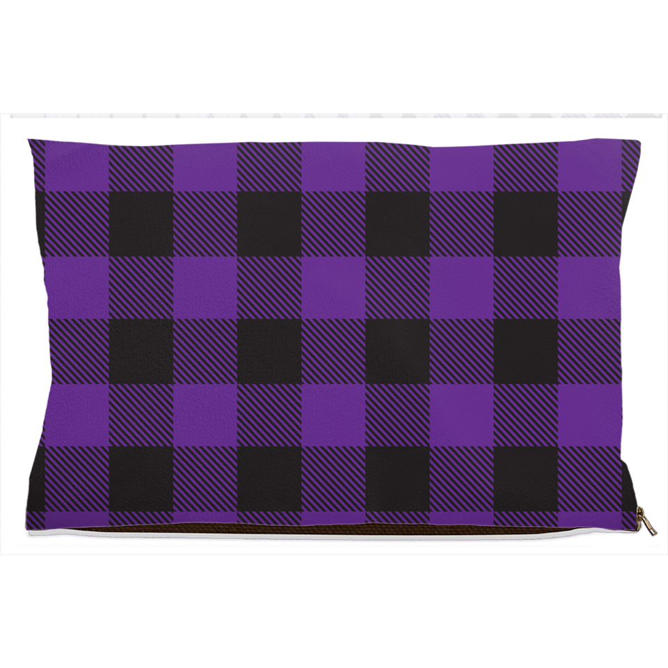 Buffalo Plaid Purple Dog Bed, Fleece/40x50 inch, view 6