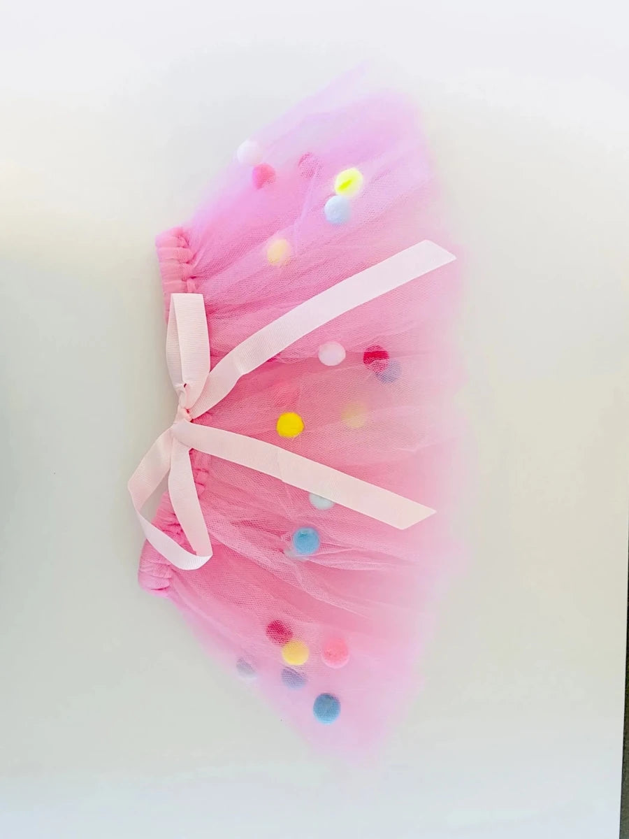Pink Pom Pom Dog Tutu Skirt - Fluffy Tulle Pet Skirt - Pets Perfect