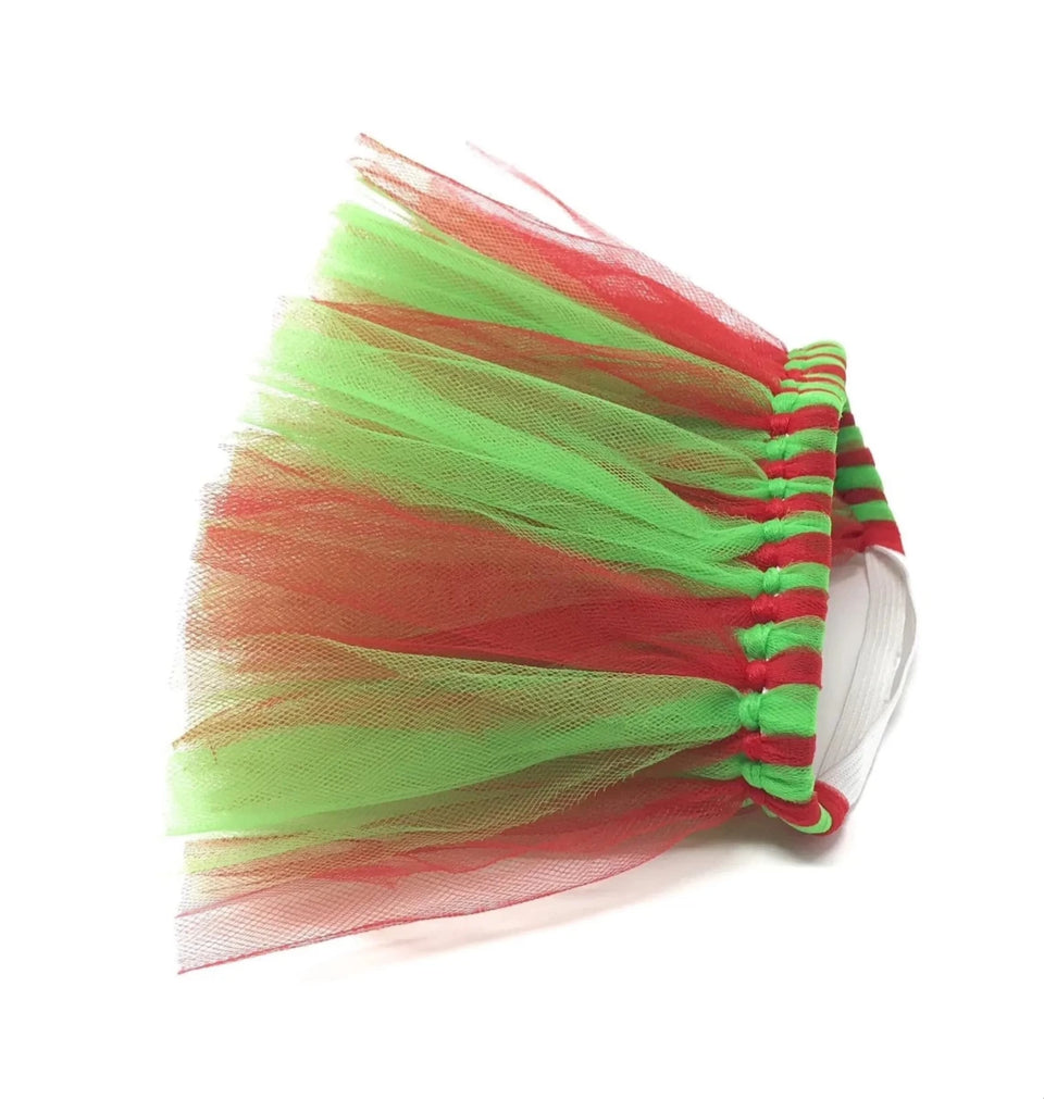 Red & Green Christmas Dog Tutu Skirt - Holiday Tulle Pet Skirt - Pets Perfect