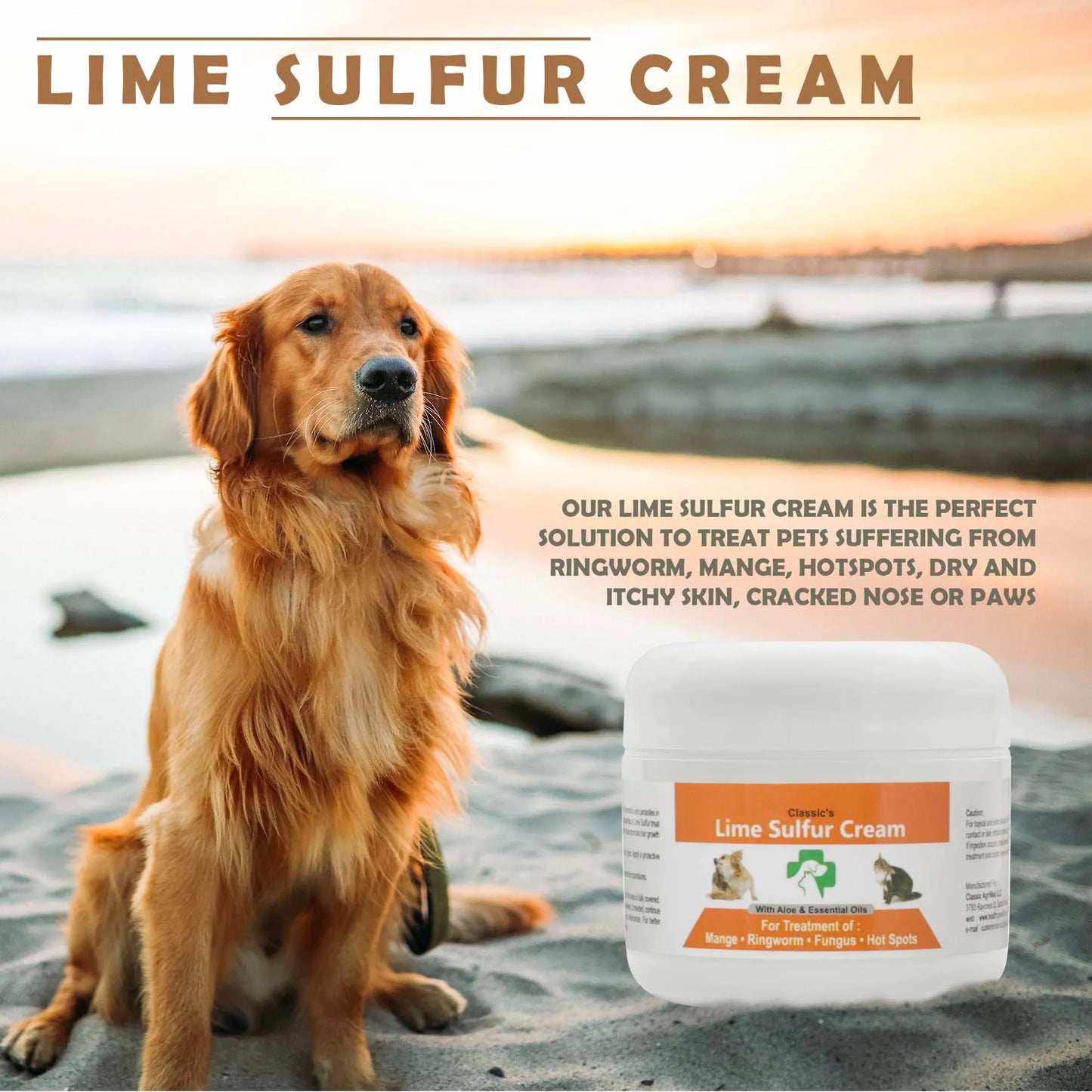 Classic's Lime Sulfur Pet Skin Cream - Pet Care and Veterinary Treatment for Itchy and Dry Skin - Pets Perfect