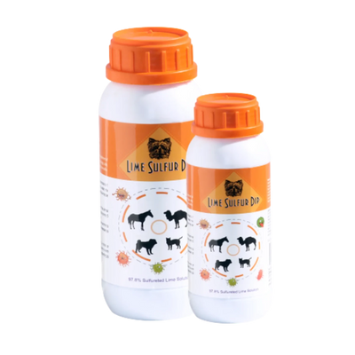 Lime Sulfur Dip - Pet and Veterinary Solution for Dermatitis, Mange, Ringworm and other Parasites - Pets Perfect