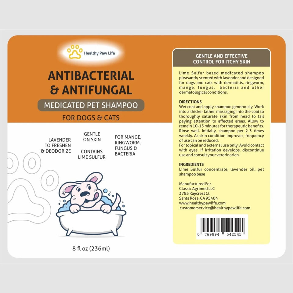 Classic's Lime Sulfur Medicated Dog Shampoo - Antifungal Antibacterial Treatment for Ringworm
