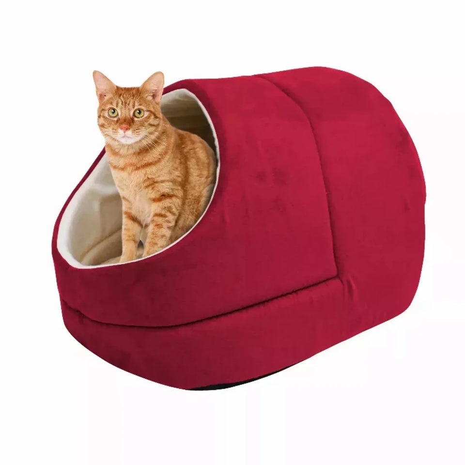 GOOPAWS Cat Cave for Cat and Warming Burrow Cat Bed, Pet Hideway Sleeping Cuddle Cave - Pets Perfect