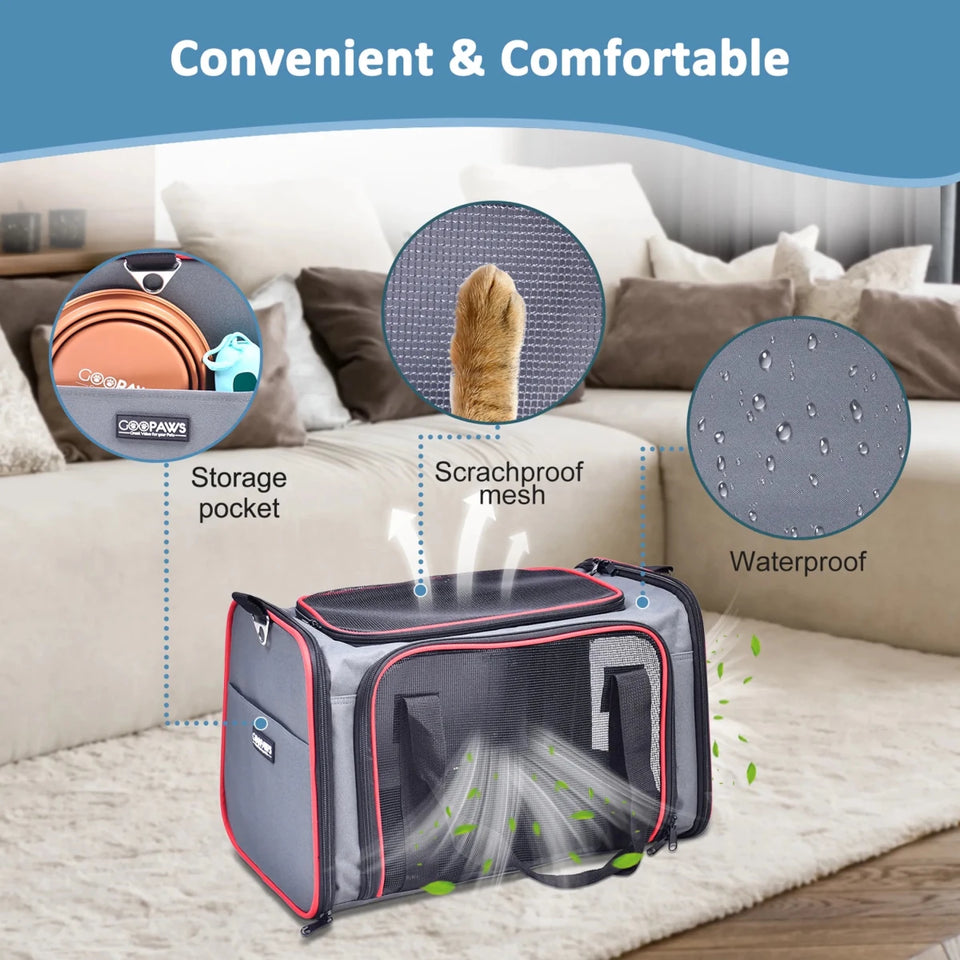 GOOPAWS Soft-Sided Kennel Pet Carrier for Small Dogs, Cats, Puppy, Airline Approved Cat Carriers Dog Carrier Collapsible