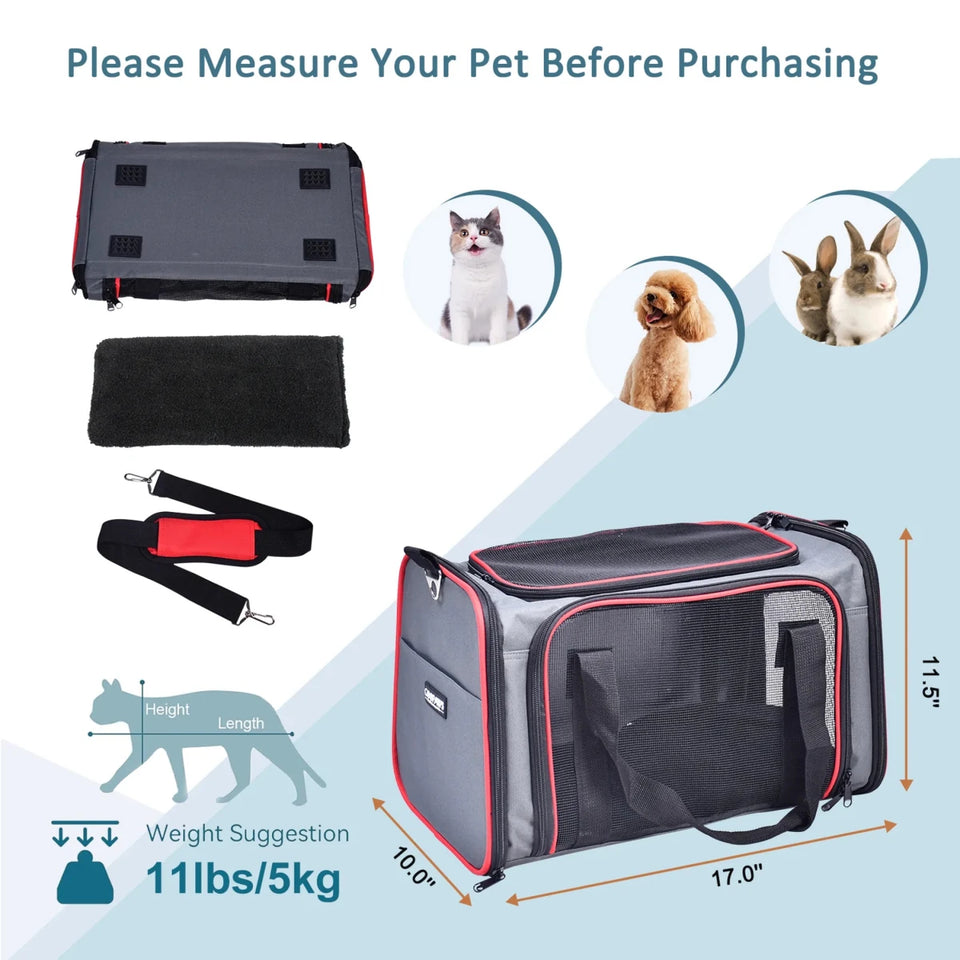 GOOPAWS Soft-Sided Kennel Pet Carrier for Small Dogs, Cats, Puppy, Airline Approved Cat Carriers Dog Carrier Collapsible