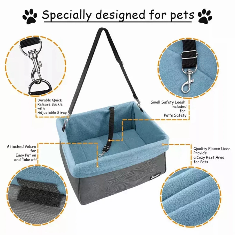 JESPET & GOOPAWS Dog Booster Seats for Cars, Portable Dog Car Seat Travel Carrier with Seat Belt for 24 lb Pets - Pets