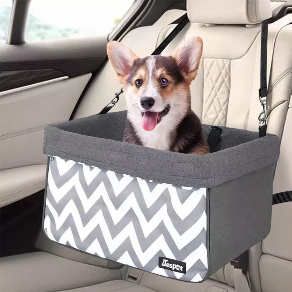 JESPET & GOOPAWS Dog Booster Seats for Cars, Portable Dog Car Seat Travel Carrier with Seat Belt for 24 lb Pets - Pets