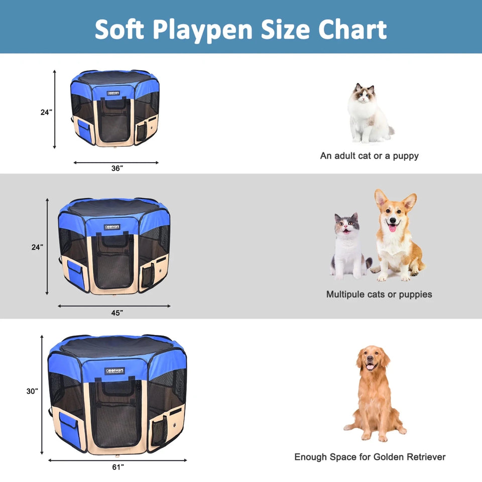 JESPET Pet Dog Playpens 36", 45" & 61" Portable Soft Dog Exercise Pen Kennel with Carry Bag for Puppy Cats Kittens Rabbits