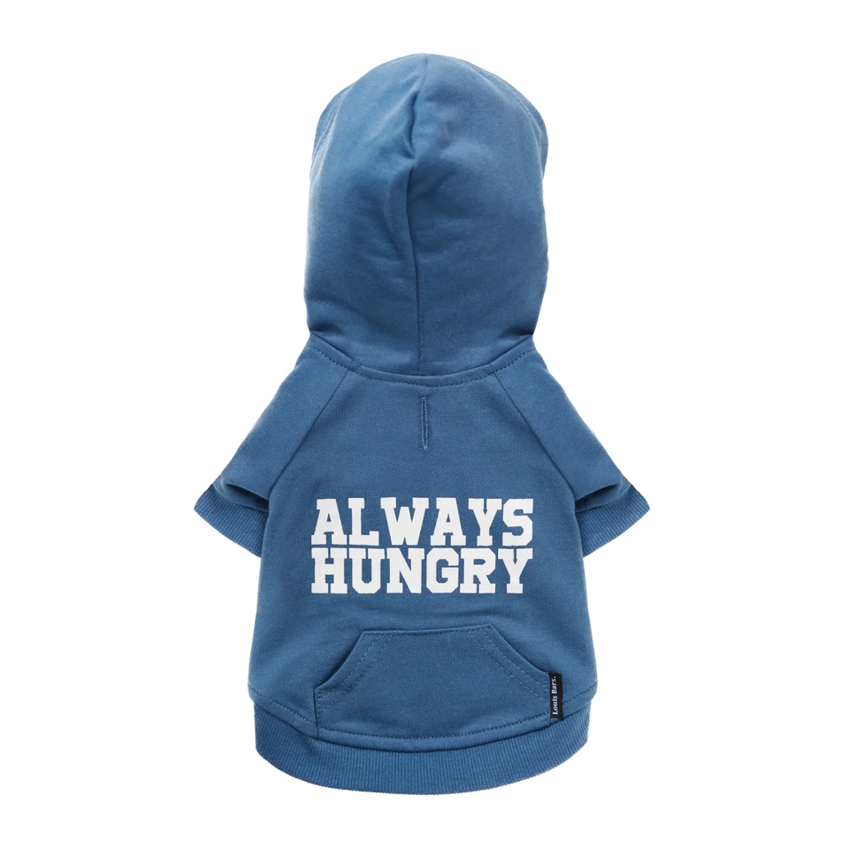 Louis Barx Everyday Dog Hoodie - Always Hungry, Blueberry Blue - Pets Perfect