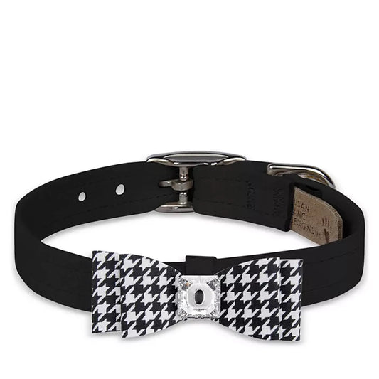 Susan Lanci Designs Black & White Houndstooth Big Bow Collar - Pets Perfect