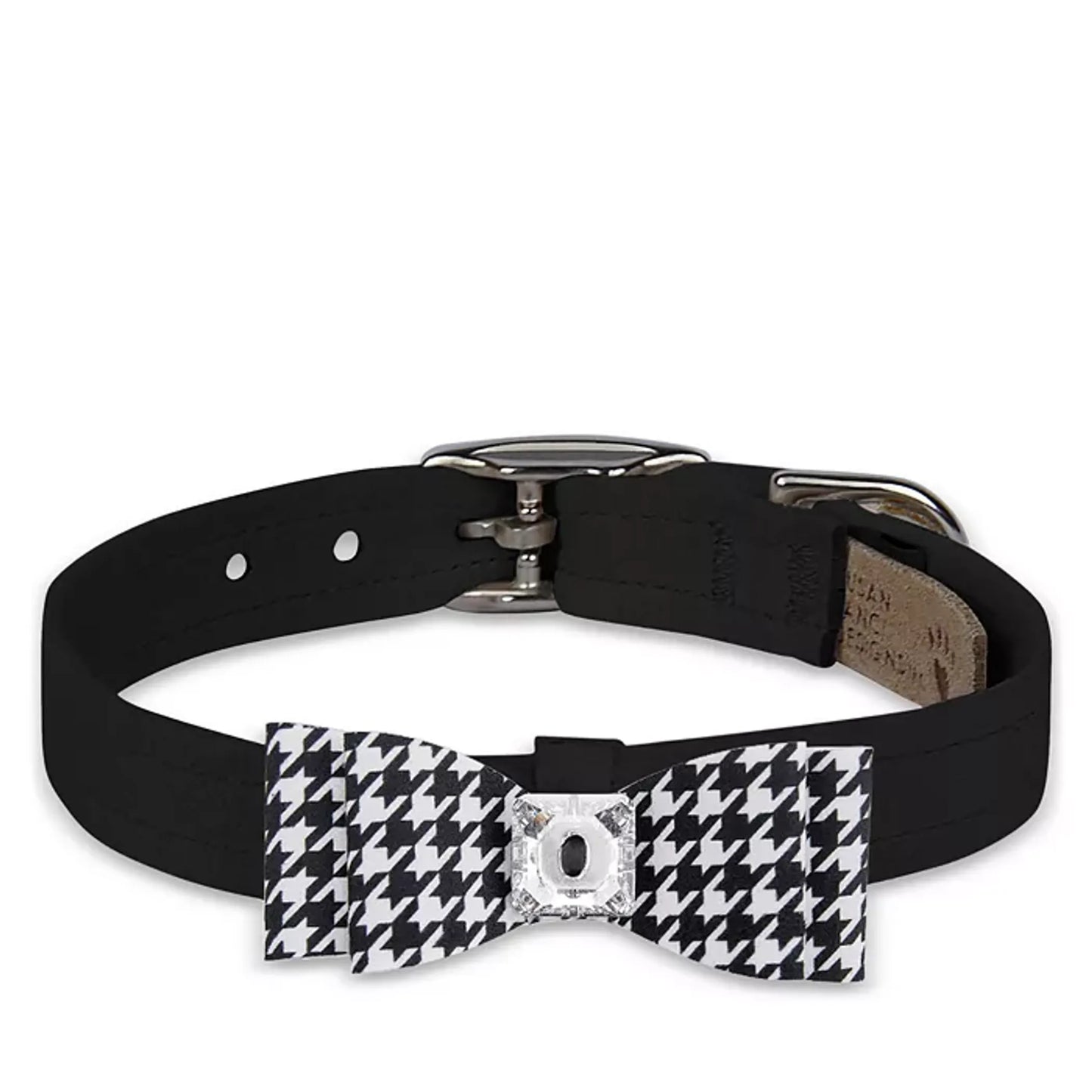 Susan Lanci Designs Black & White Houndstooth Big Bow Collar - Pets Perfect