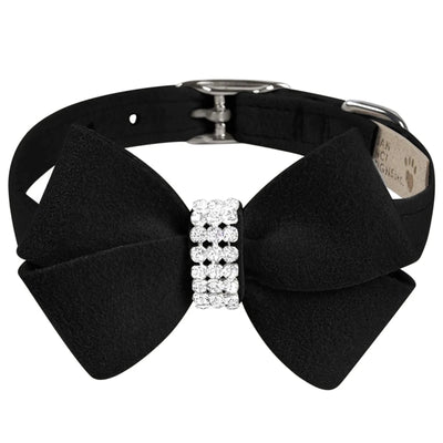Susan Lanci Designs Nouveau Bow Dog Collar, Black/LARGE