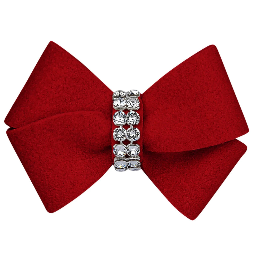 Susan Lanci Designs Nouveau Bow - Crystal Ultrasuede Dog Hair Bow, Tiffi blue/XS, view 9