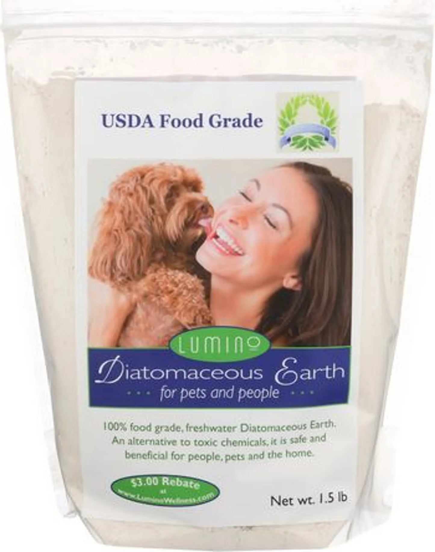 Food Grade Diatomaceous Earth for Dogs, Cats & Small Pets - Natural Odor Control & Moisture Absorber 1.5 lbs