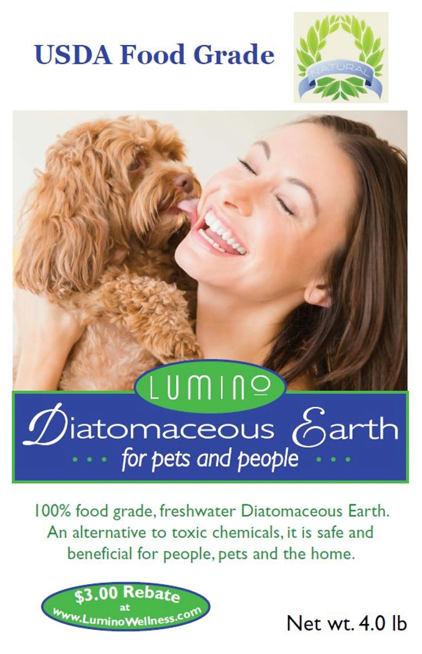 Food Grade Diatomaceous Earth for Dogs, Cats & Small Pets - Natural Odor Control & Moisture Absorber 1.5 lbs