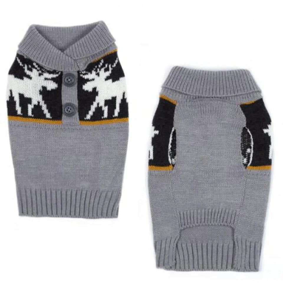 CC Shawl Dog Collar Sweater, Gray/LARGE, view 4