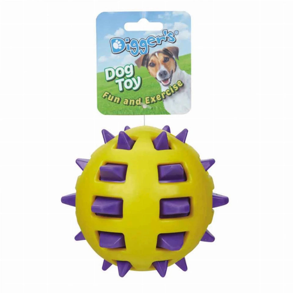 Digger's Double Spike TPR Dog Ball Dog Toy - Blue & Yellow, view 5