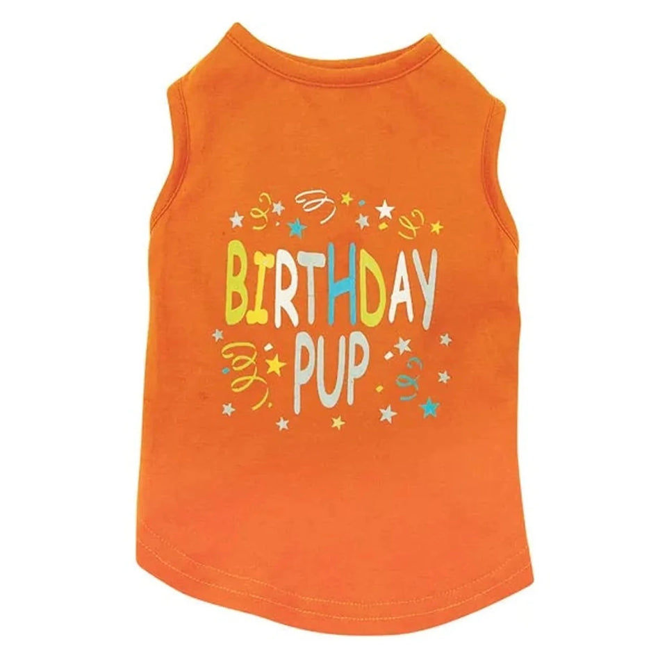 Zack & Zoey Birthday Pup Dog Tank Top - Orange, X-Small to X-Large, 1
